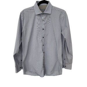 Twillory Tailored Fit Performance Plaid Dress Shirt Mens 32/33 Blue Black Preppy